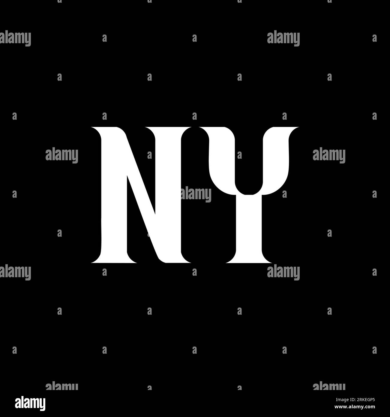NY N Y letter logo design. Initial letter NY uppercase monogram logo white color. NY logo, N Y design. NY, N Y Stock Vector