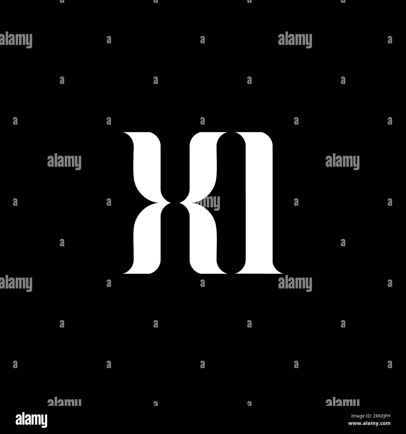XI X I letter logo design. Initial letter XI linked circle uppercase