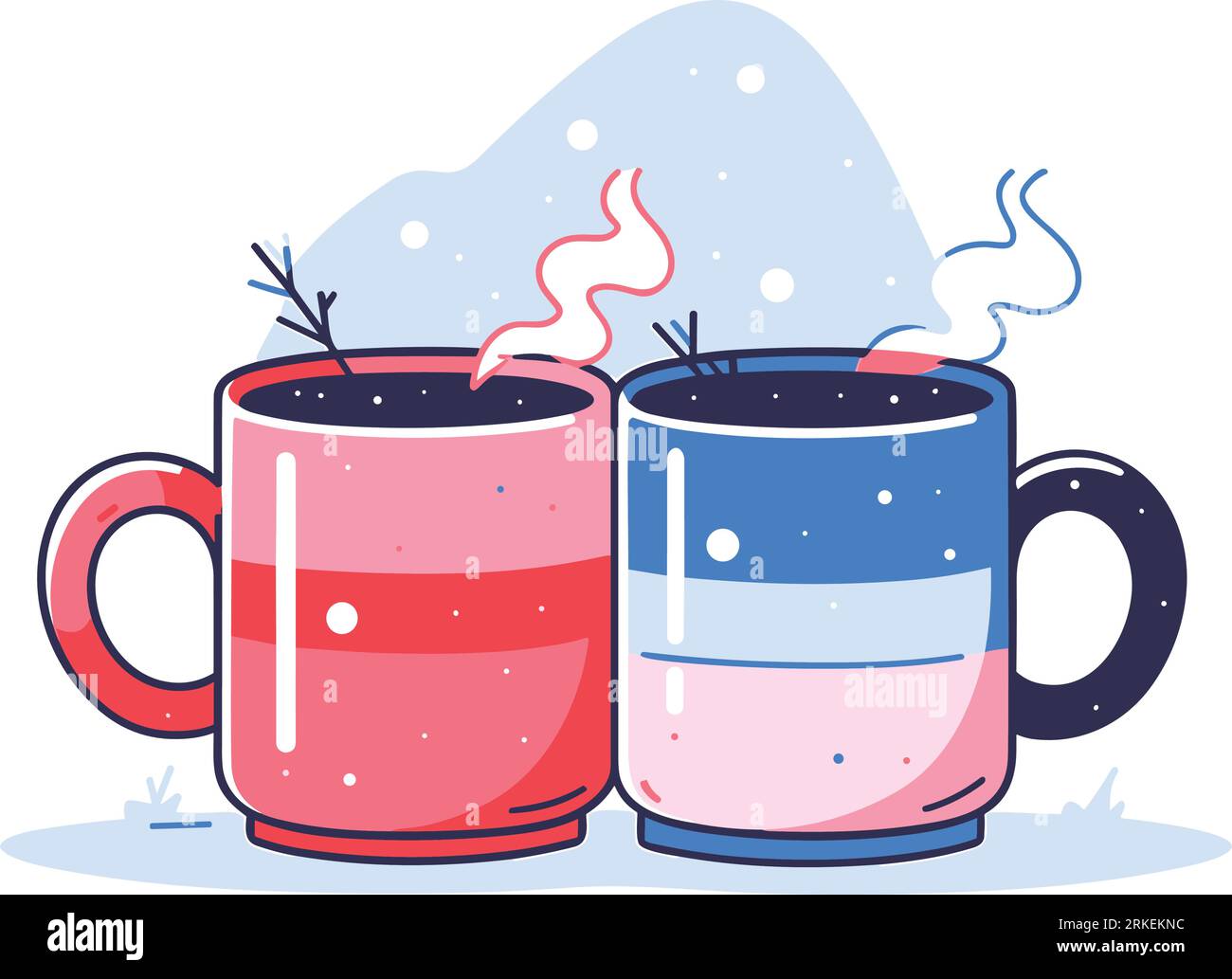Hand Drawn Christmas coffee mug in flat style isolated on background Stock Vector