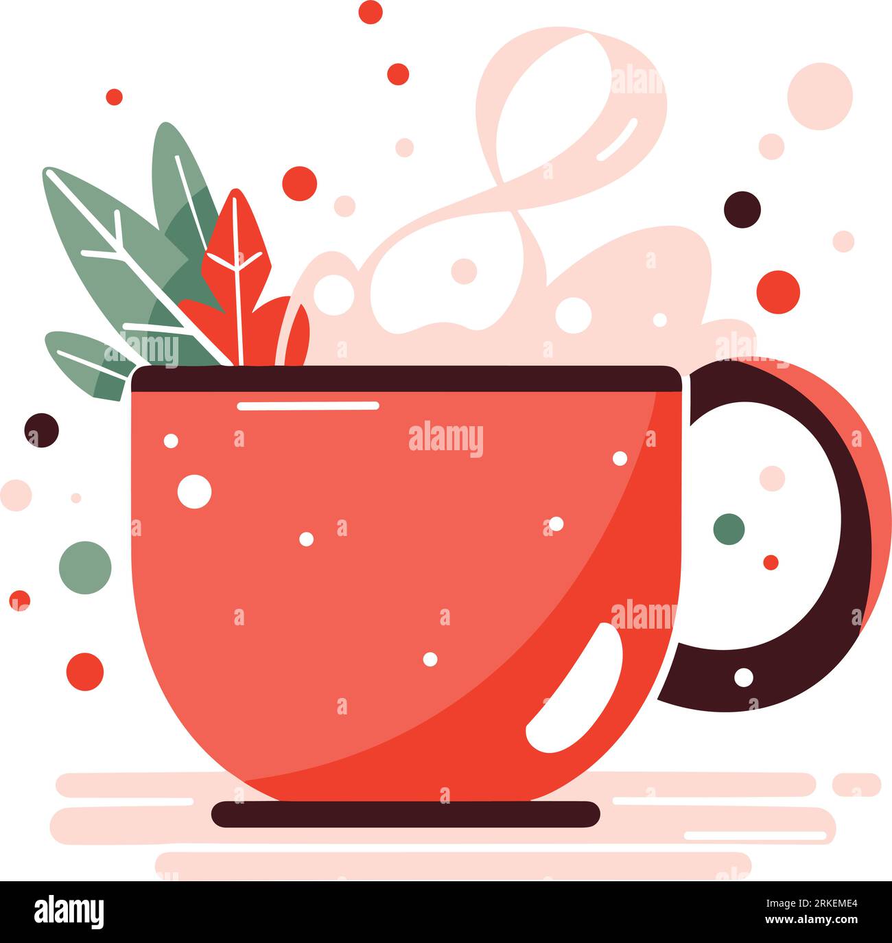 Hand Drawn Christmas coffee mug in flat style isolated on background Stock Vector