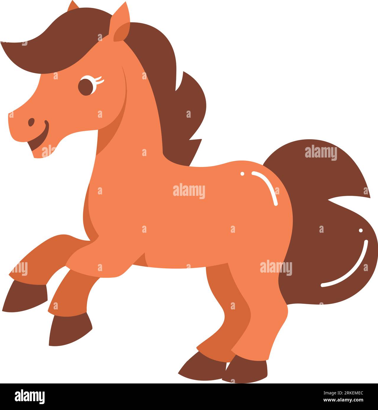 Hand Drawn farm horse in flat style isolated on background Stock Vector ...