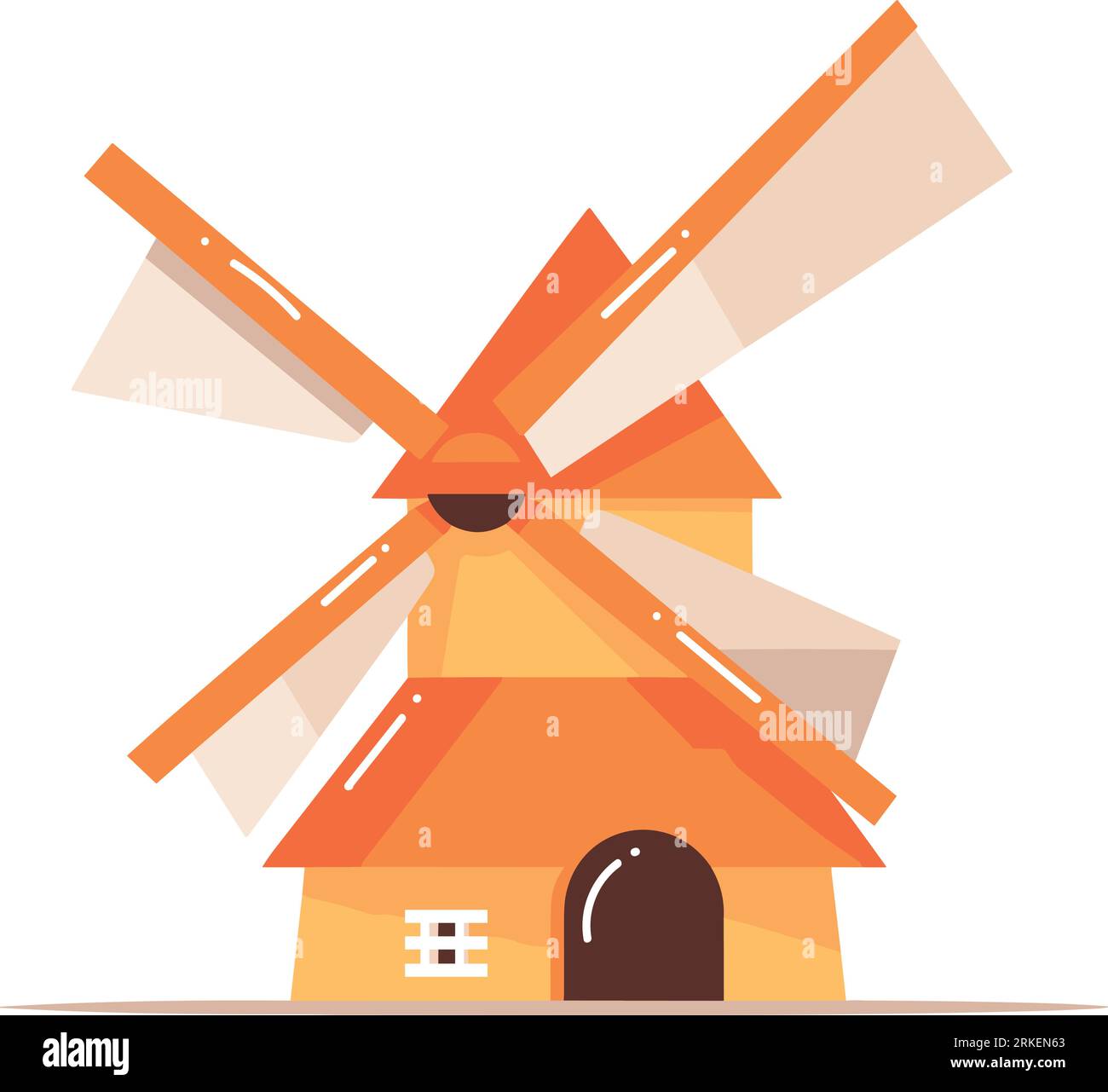 Hand Drawn farm windmill in flat style isolated on background Stock Vector