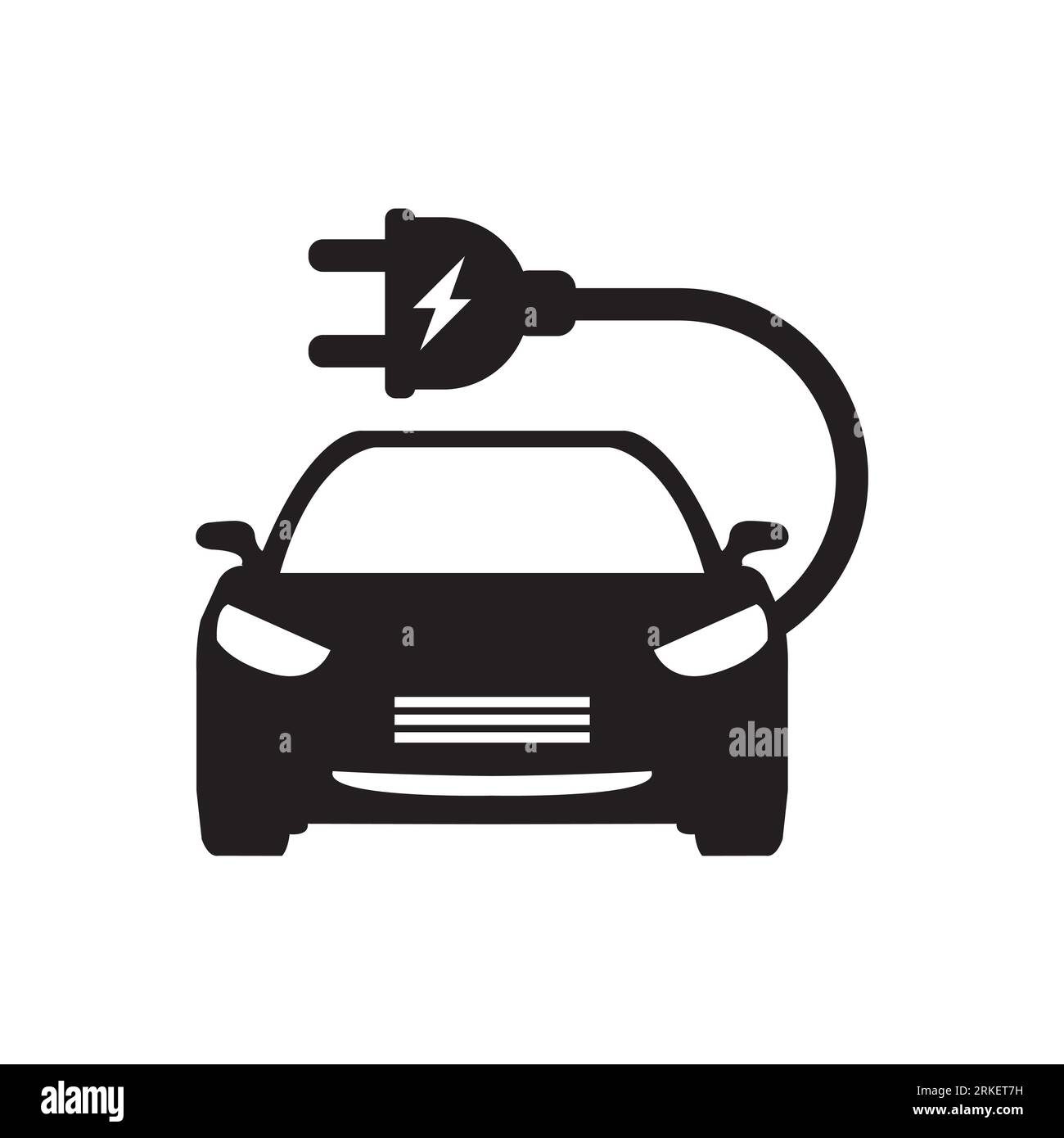 Electric car icon. EV. Electric vehicle. Charging station. Vector icon isolated on white background. Stock Vector