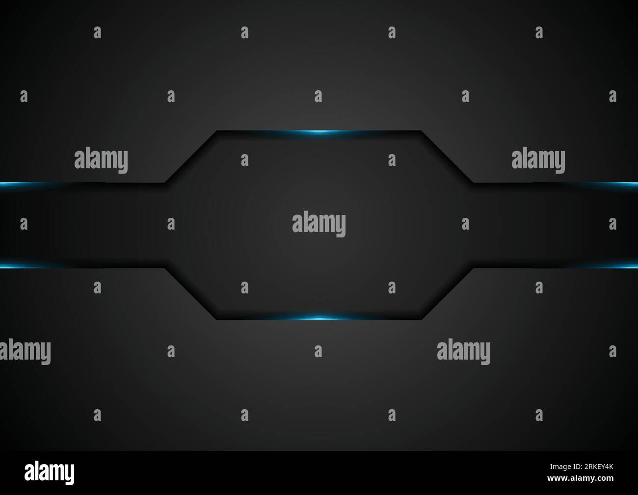 Black abstract tech background with blue glowing neon light. Vector ...