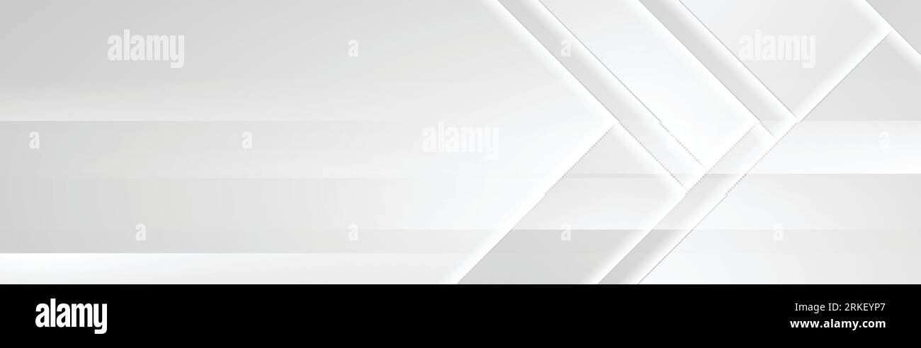 Abstract grey white corporate striped banner. Web header tech background design Stock Vector