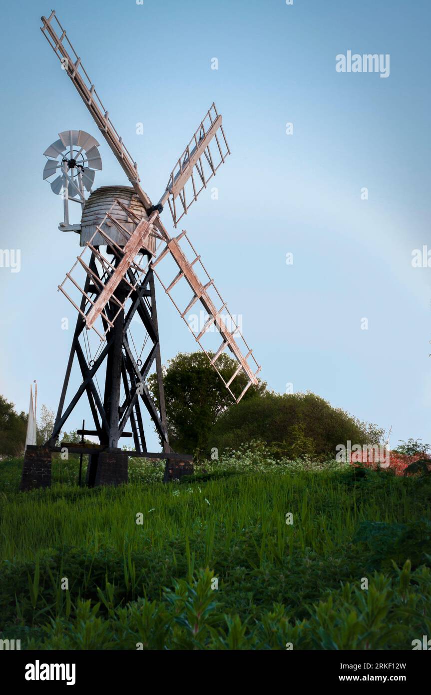 Norfolk Windmill at Sunset Stock Photo