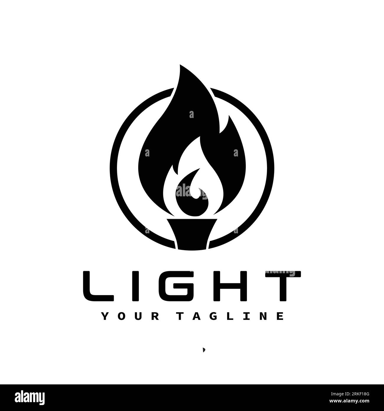 Golden Light Fire Torch Flame logo Stock Vector