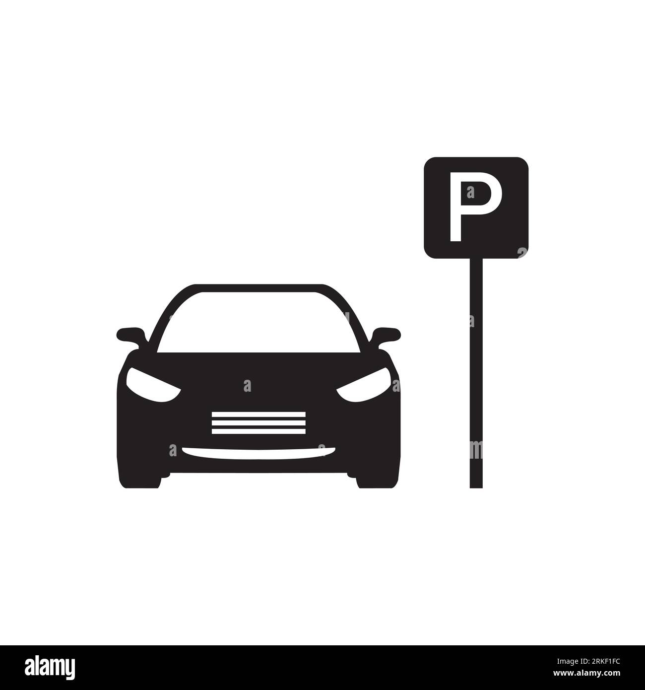 Car parking icon. Parking space. Parking lot. Car park. Vector icon isolated on white background. Stock Vector