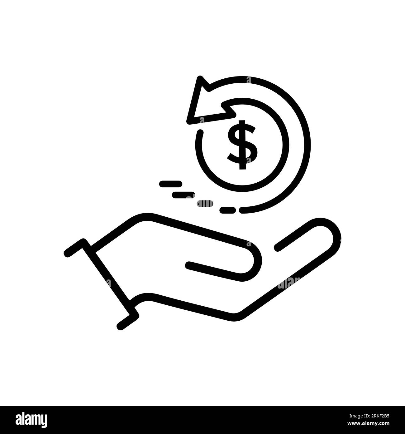 cash back icon, return money, cash back rebate, thin line web symbol on