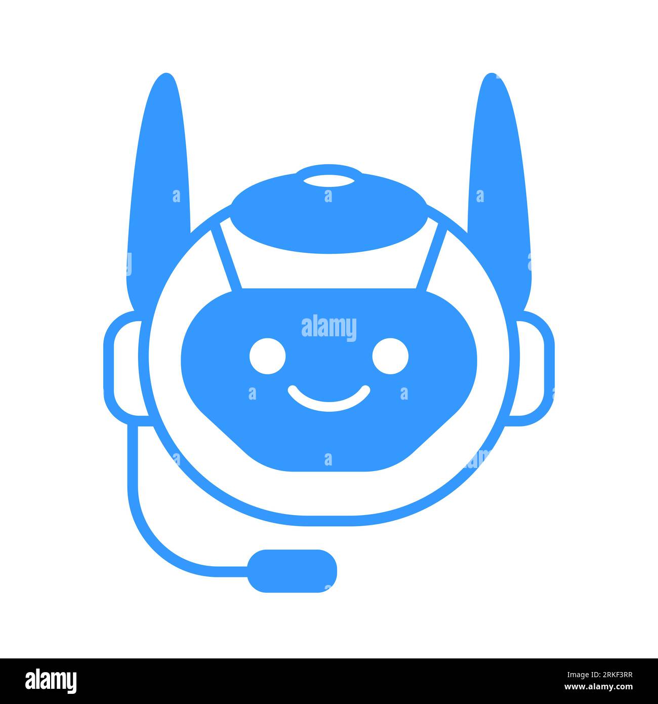 Robotic Assistant Icon with Headset Sign. Robot Chat Bot Icon Vector Design Stock Vector