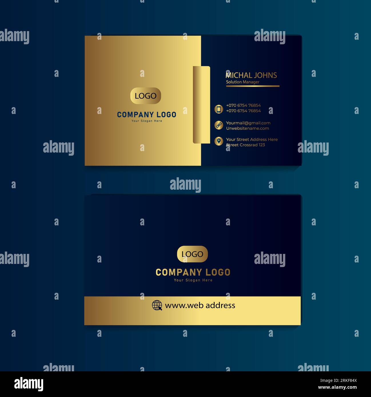 vector golden black premium wavy business card template Stock Vector ...