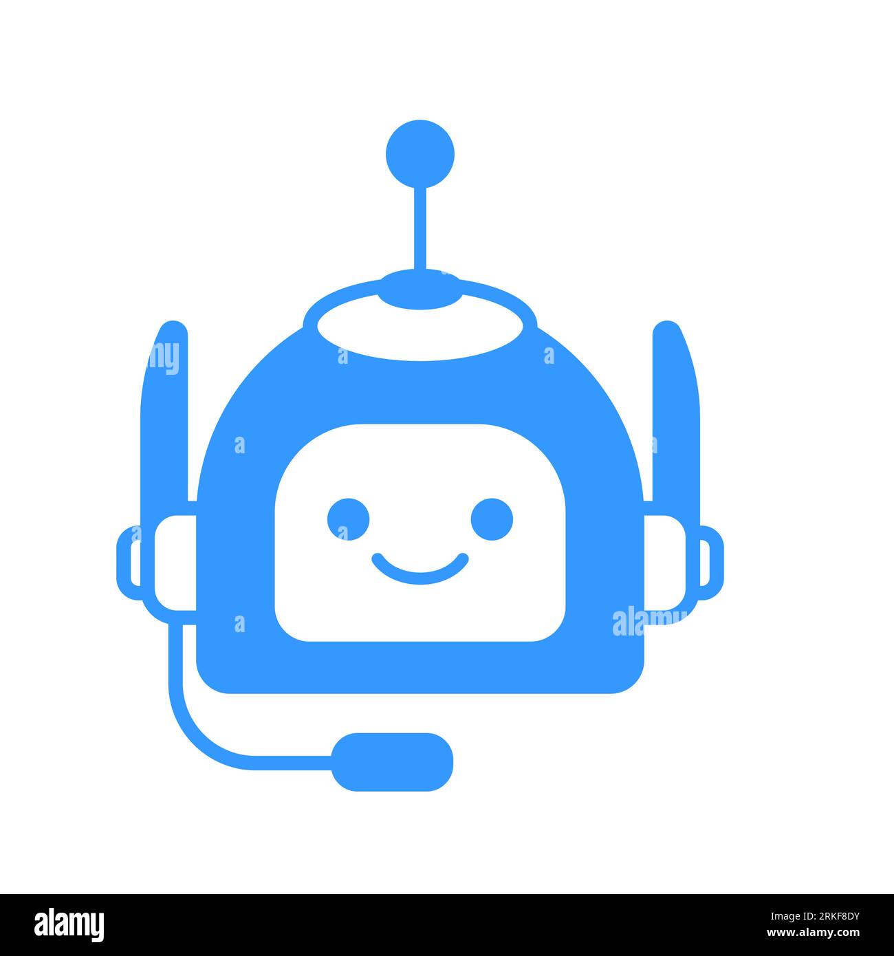 Robotic Assistant Icon with Headset Sign. Robot Chat Bot Icon Vector Design Stock Vector