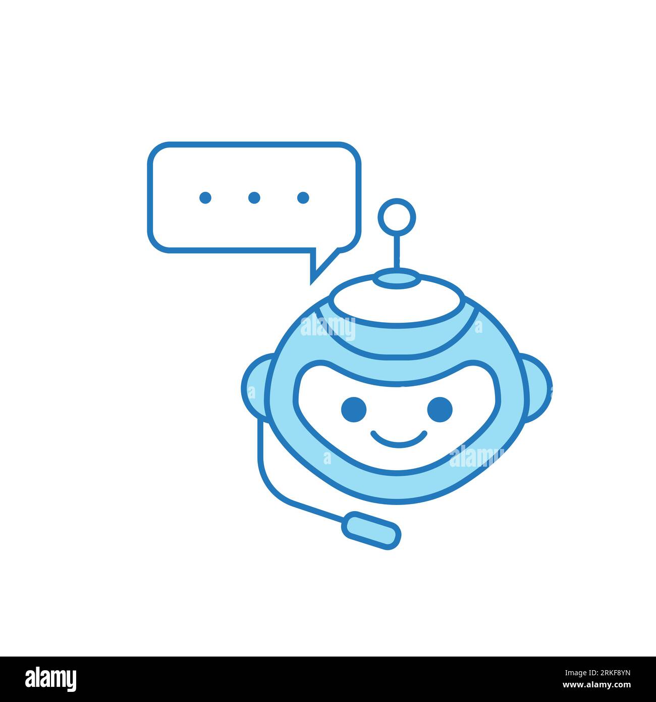 Chatbot Icon or Virtual Assistant Icon Design with Bubble Speech and Headset Icon Stock Vector