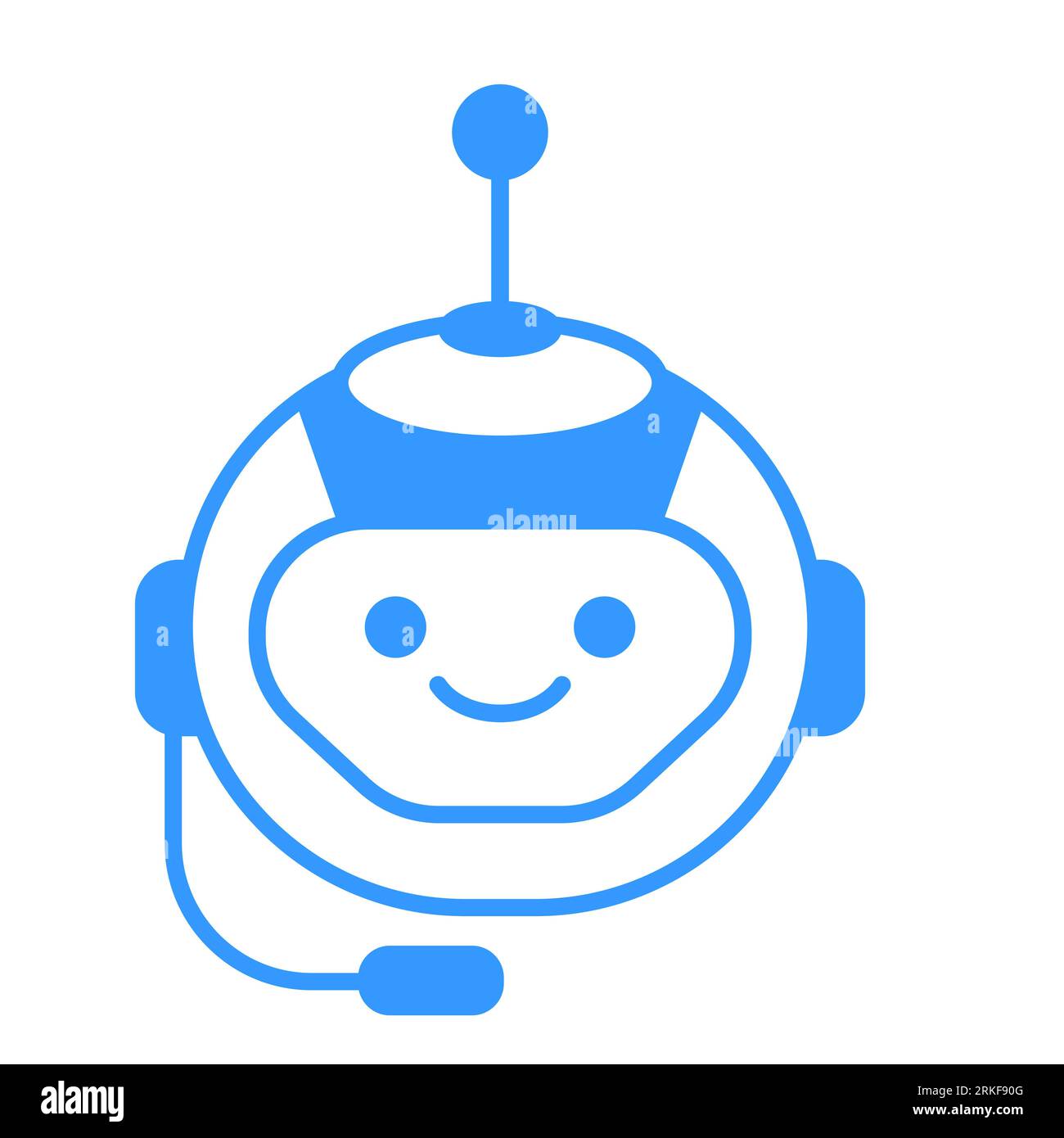 Robotic Assistant Icon with Headset Sign. Robot Chat Bot Icon Vector ...