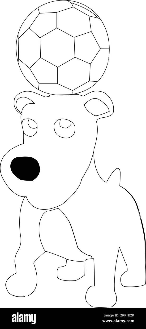 Coloring Page Outline Of cartoon boy with a soccer ball with dog