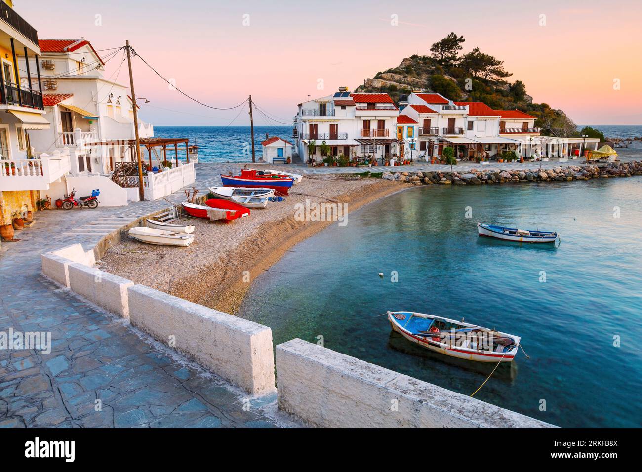 Picturesque Kokkari village on Samos island, Greece. Stock Photo