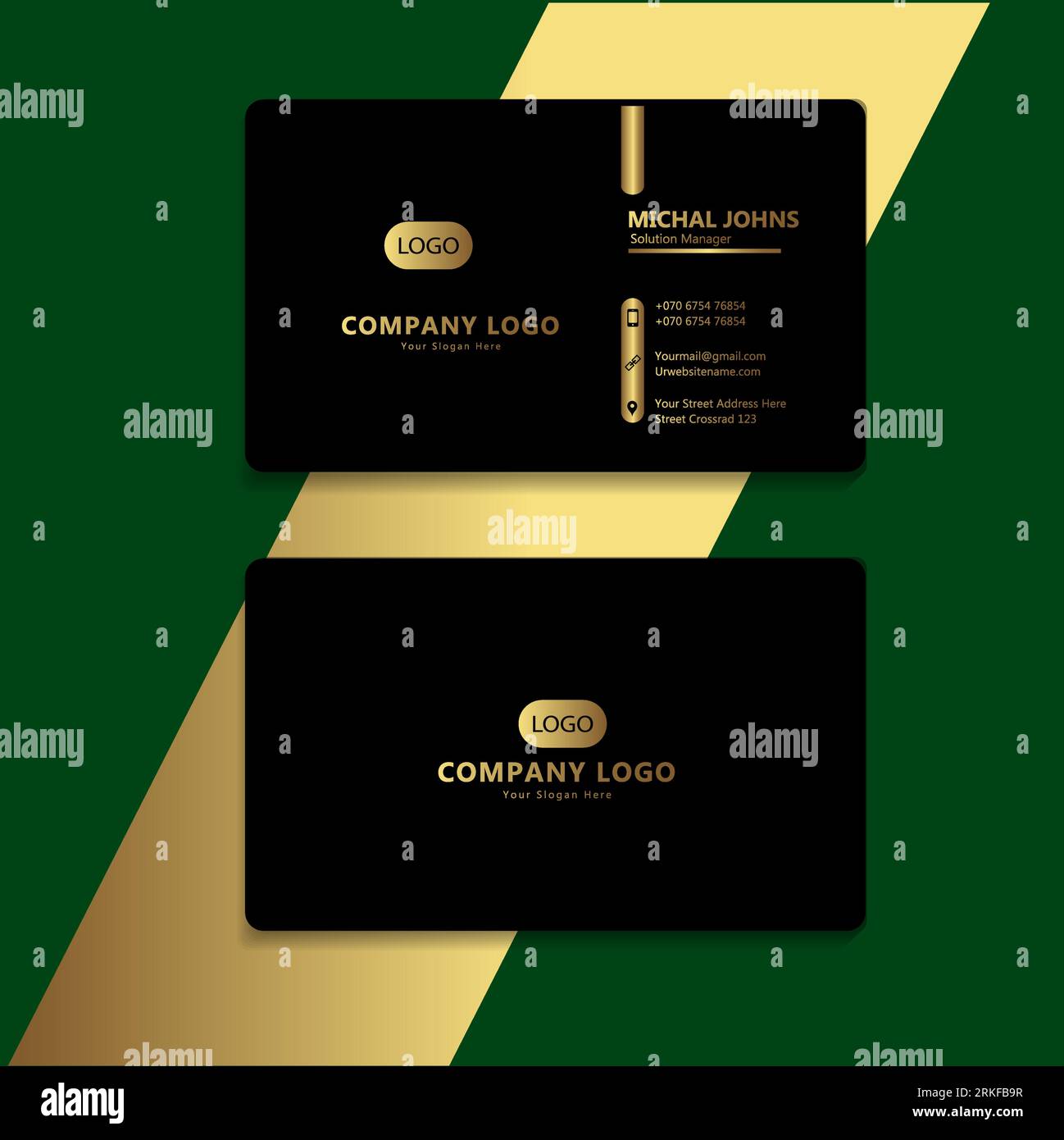 vector golden black premium wavy business card template Stock Vector ...