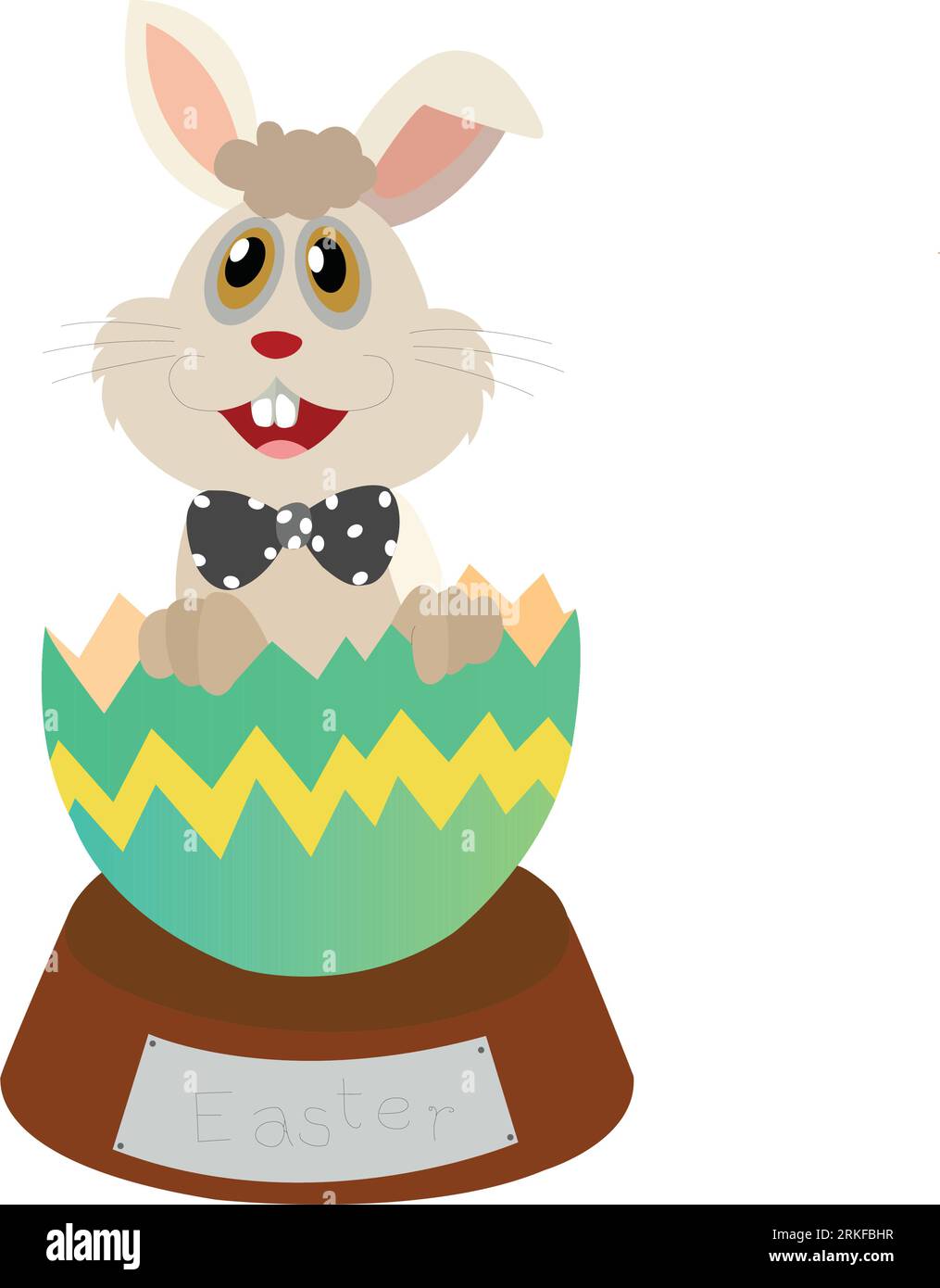 Easter Bunny with Easter egg. Black and white vector illustration for