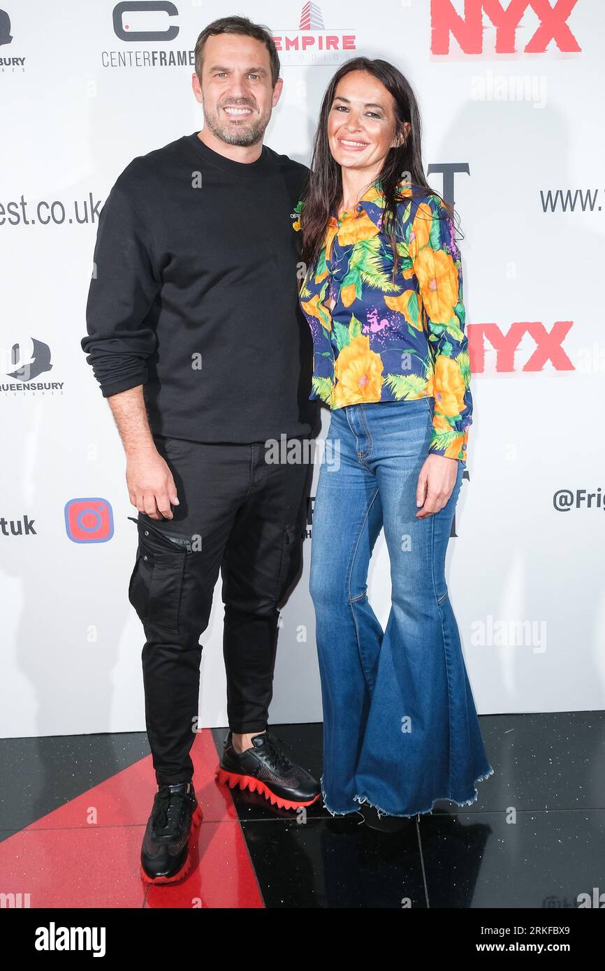 London, UK. 24th Aug, 2023. Jamie Lomas and Kierston Wareing photographed at the World Premiere of Punch held during Pigeon Shrine Frightfest 2023 at the Cineworld Leicester Square. Picture by Julie Edwards Credit: JEP Celebrity Photos/Alamy Live News Stock Photo