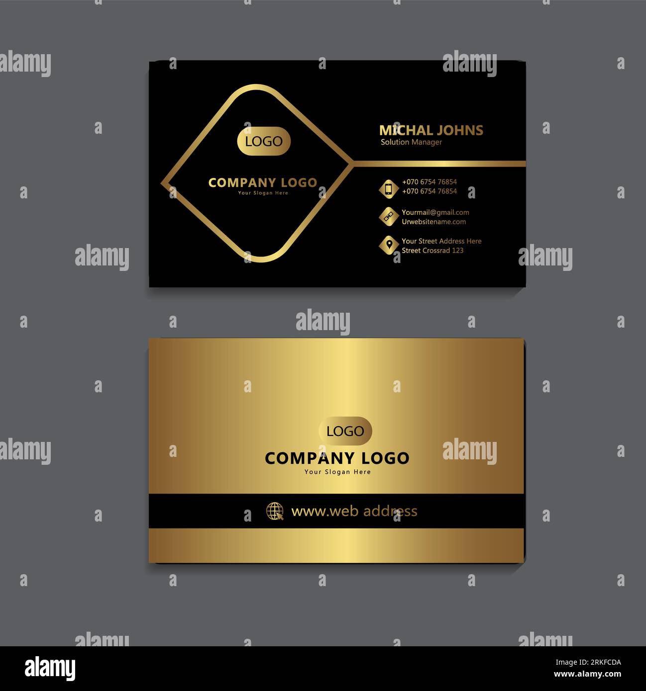 vector golden black premium wavy business card template Stock Vector ...
