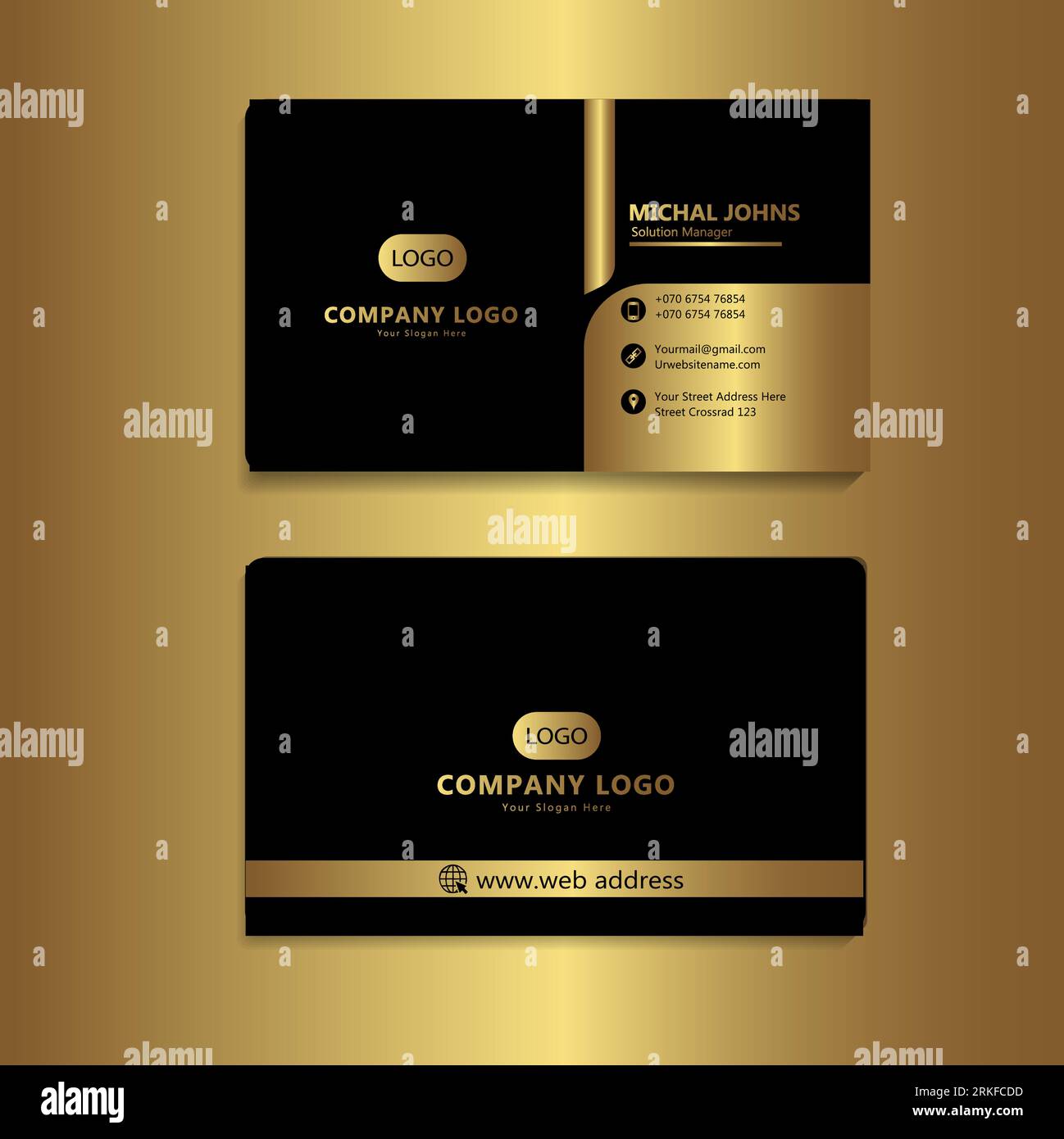 vector golden black premium wavy business card template Stock Vector ...