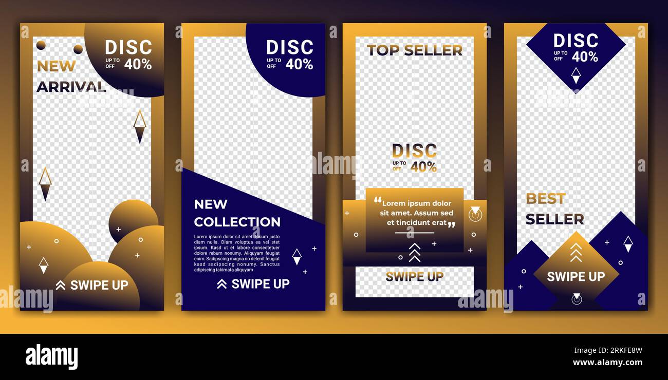 Design backgrounds for social media in gradient color gold and blue