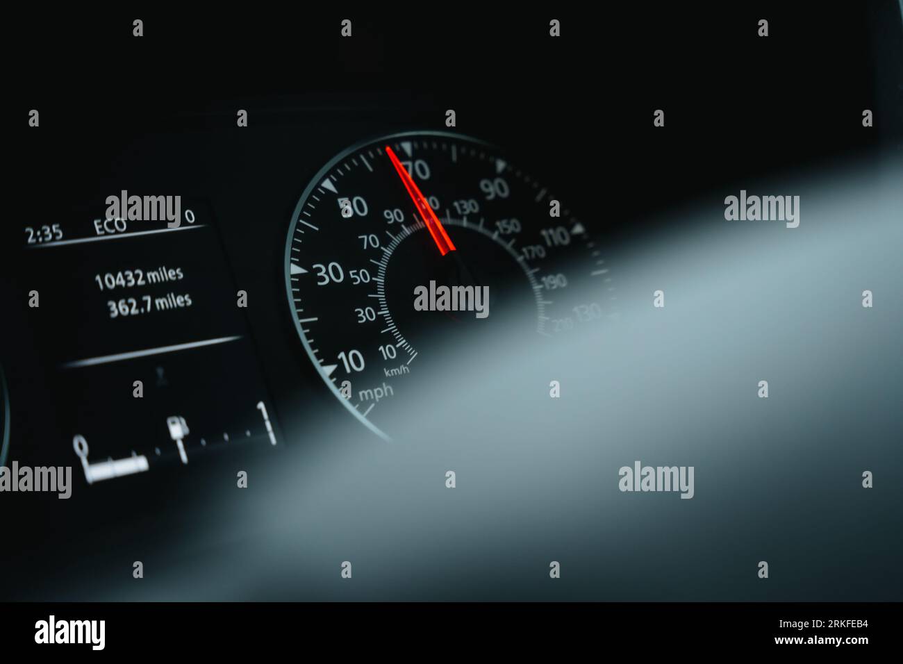 The speedometer and other gauges on the dashboard of a car Stock Photo Alamy