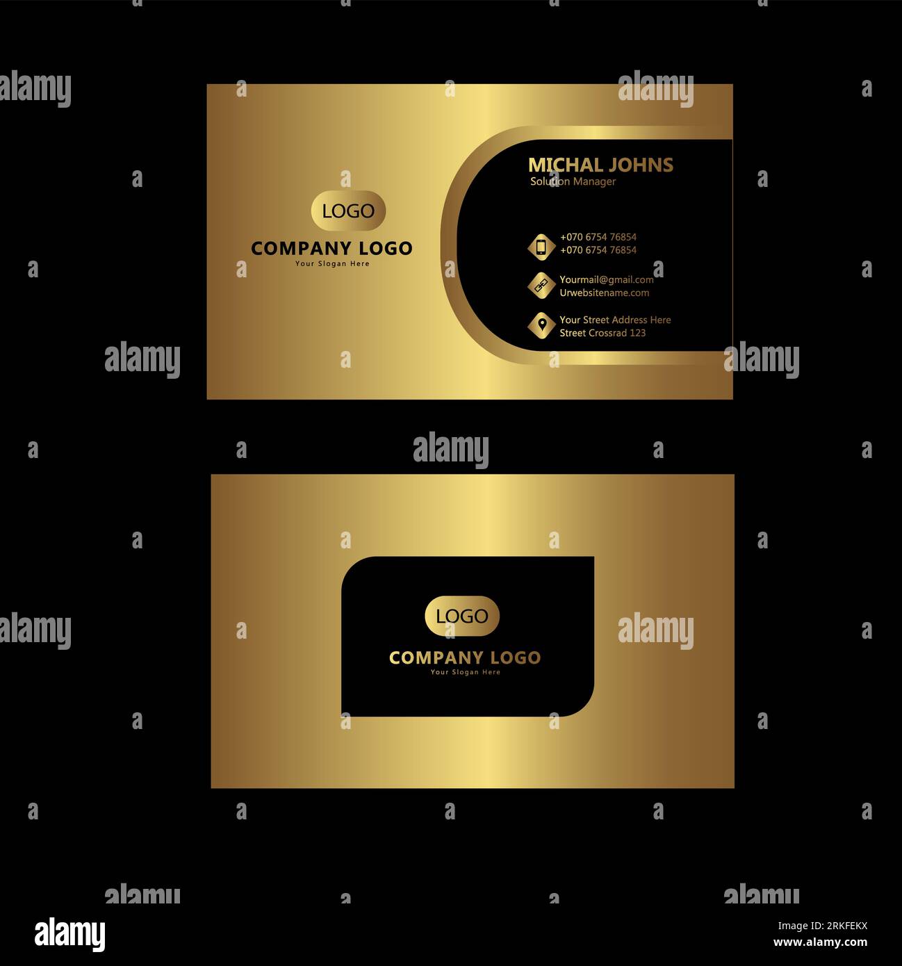 vector golden black premium wavy business card template Stock Vector ...