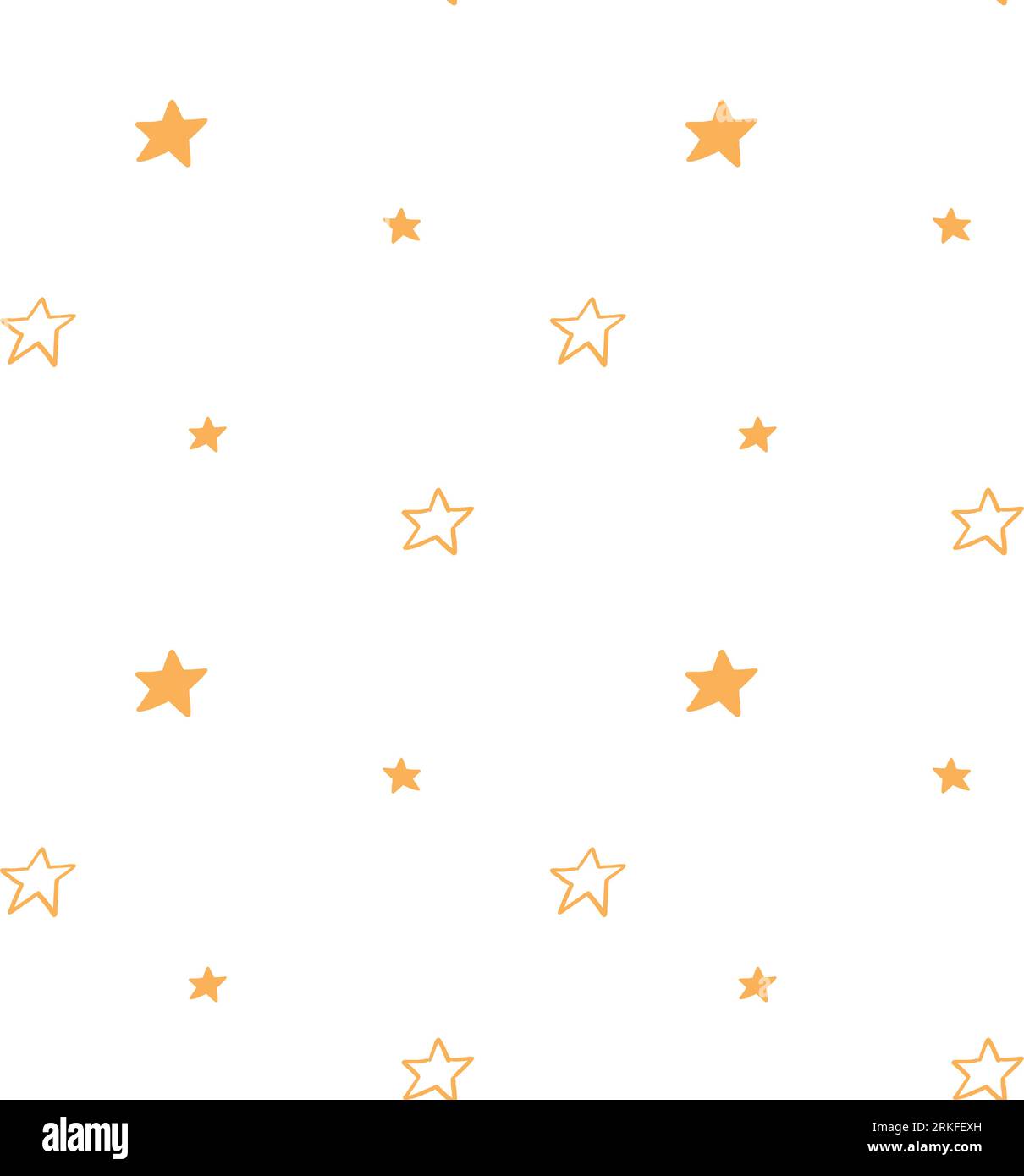 Hand drawn seamless pattern with soft yellow cute childish elements. Doodle kiddish empty and