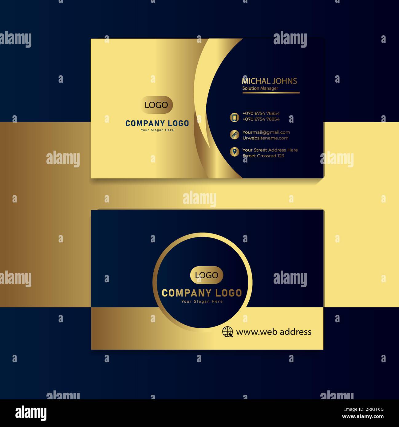 vector golden black premium wavy business card template Stock Vector ...