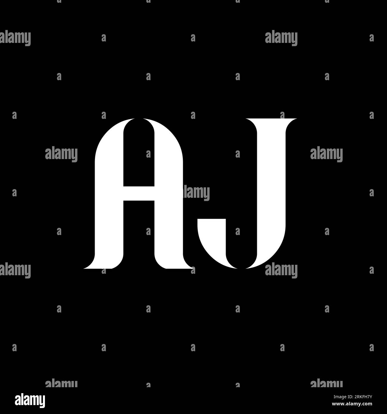 AJ A J letter logo design. Initial letter AJ linked circle uppercase monogram logo white color. AJ logo, A J design. AJ, A J Stock Vector