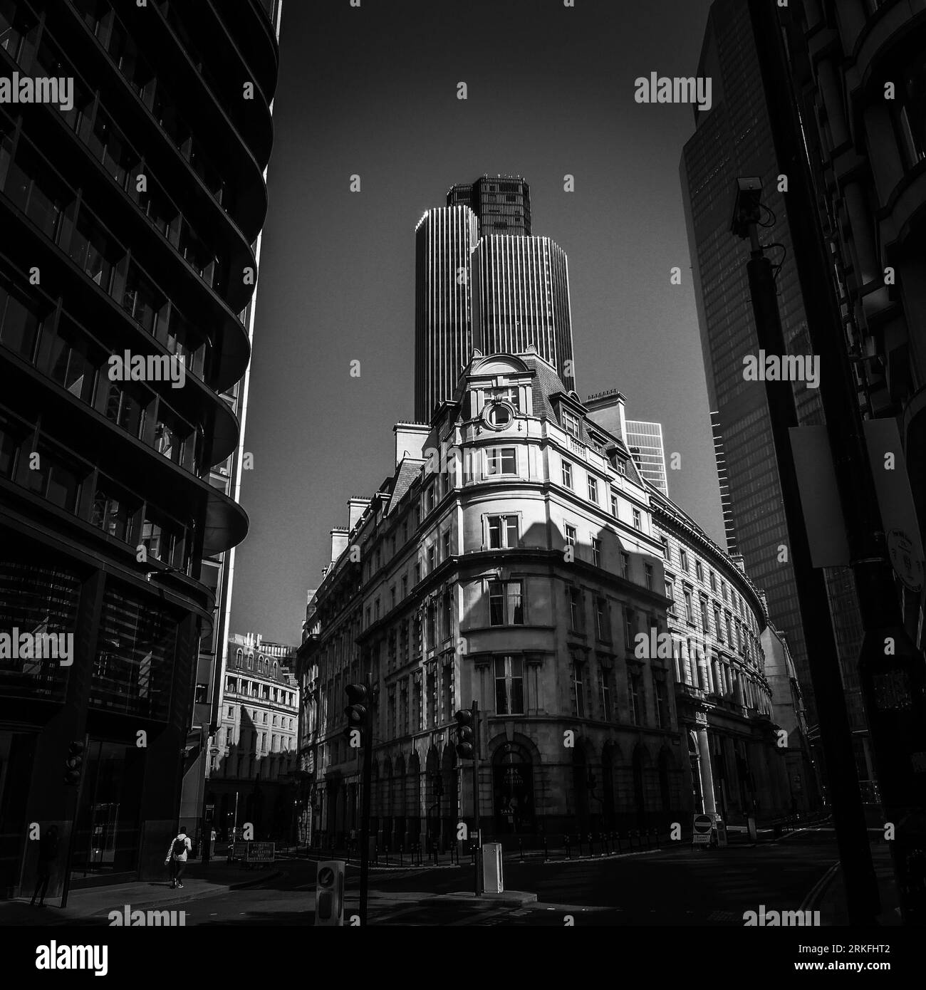 A grayscale of a stunning A view of the NatWest Tower in London Stock Photo