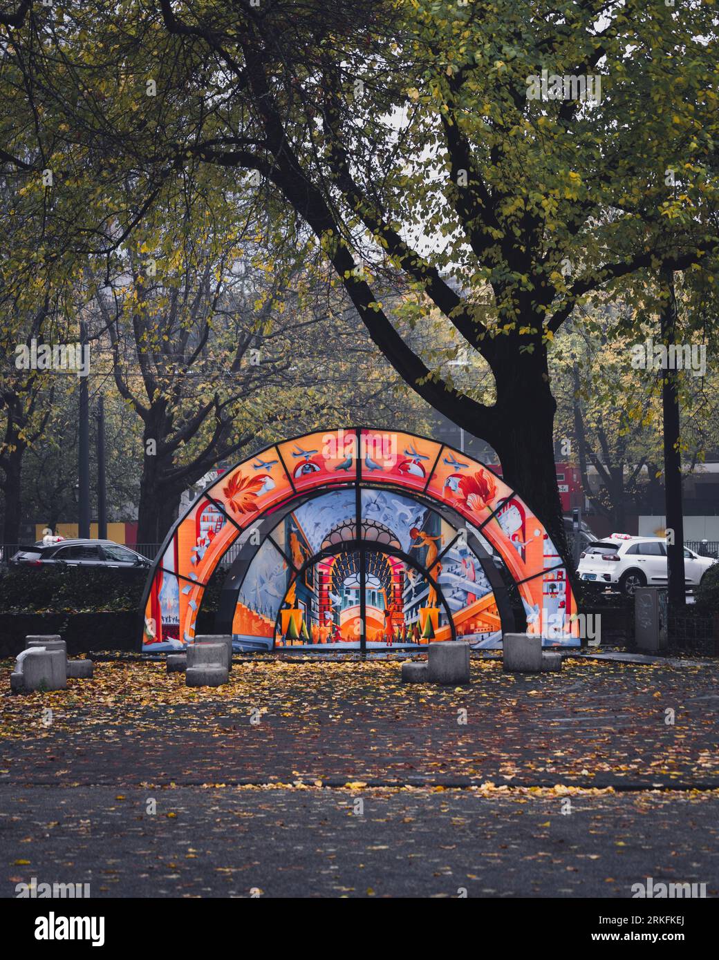 Amsterdam, Netherlands - November 27 2022: Street art installation in a public park in Amsterdam. Stock Photo
