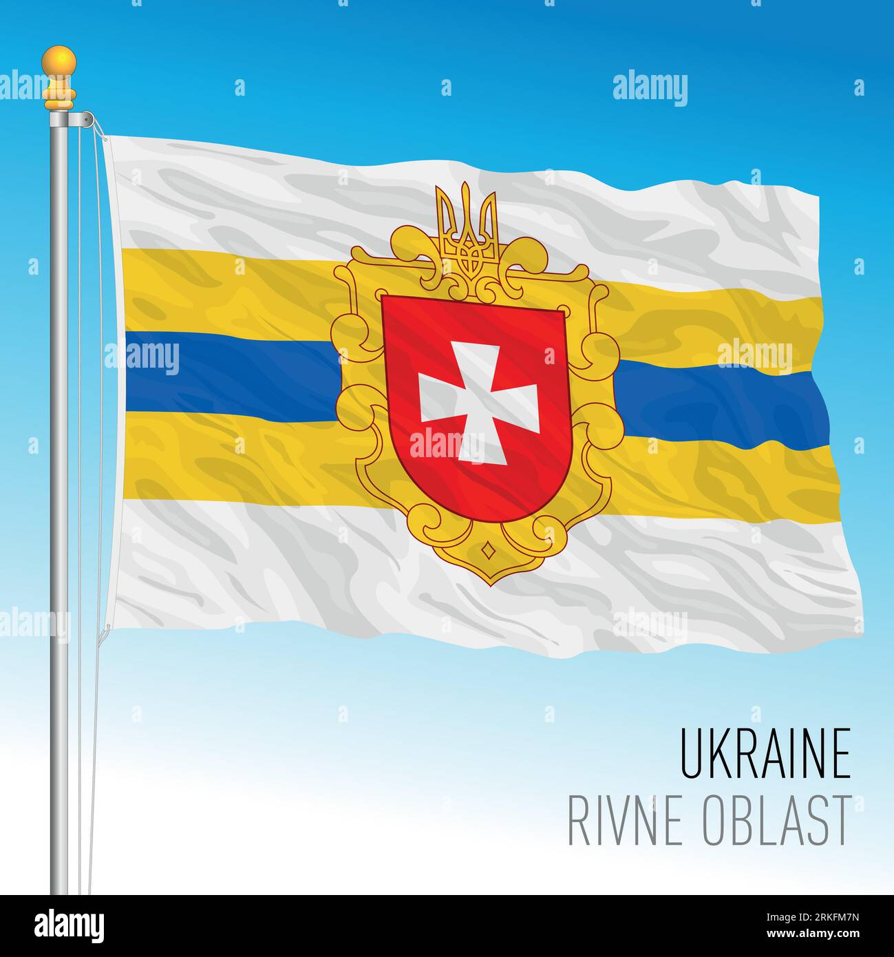 Ukraine, Rivne Oblast waving flag, europe, vector illustration Stock Vector