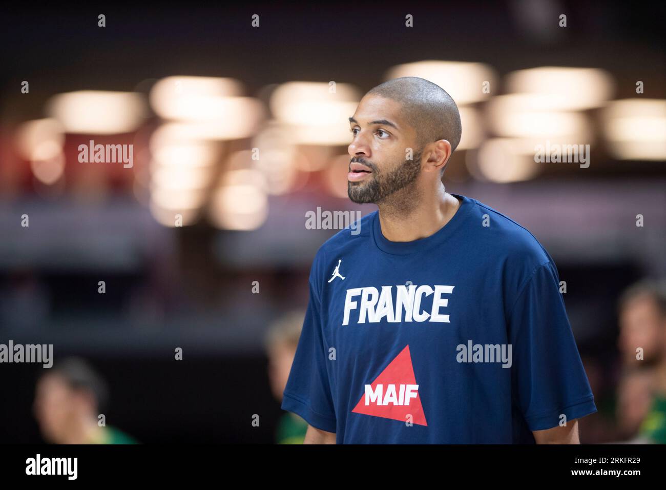 VILNIUS, LITHUANIA - august 11th 2023: FIBA World Cup 2023 tune-up game. Lithuania - France. Basketball player Nicolas Batum in action Stock Photo