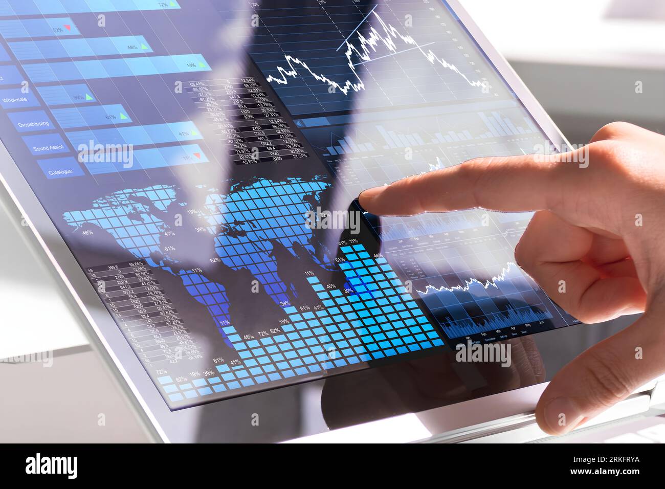 Financial Data Analyst Female Using KPI Dashboard On Laptop Stock Photo