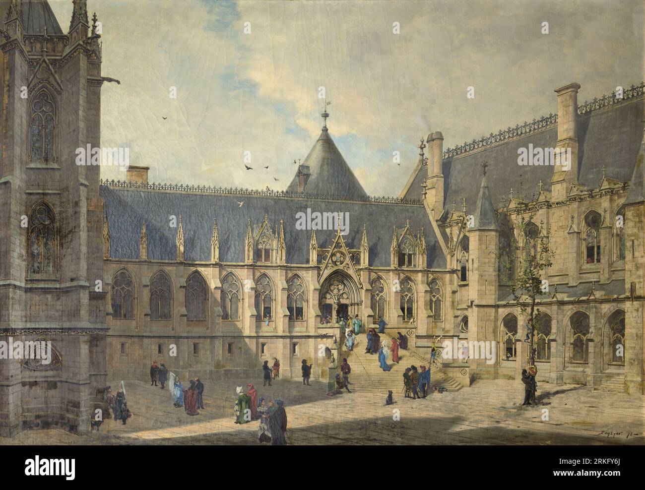 La cour du Mai du Palais de la Cité au Moyen-Âge 1878 by Emmanuel Lansyer Stock Photo