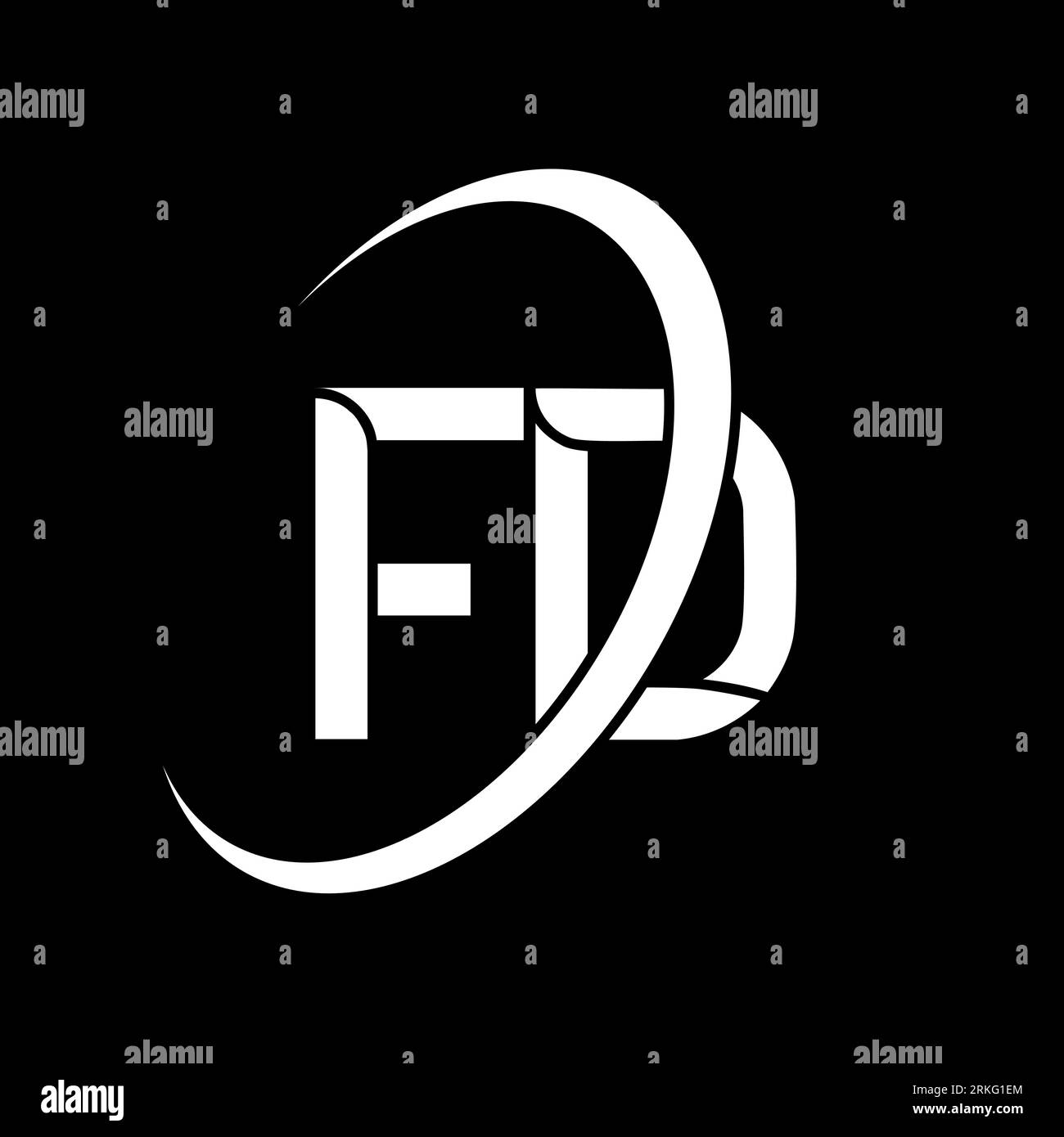 FD logo. F D design. White FD letter. FD/F D letter logo design. Initial letter FD linked circle uppercase monogram logo. Stock Vector