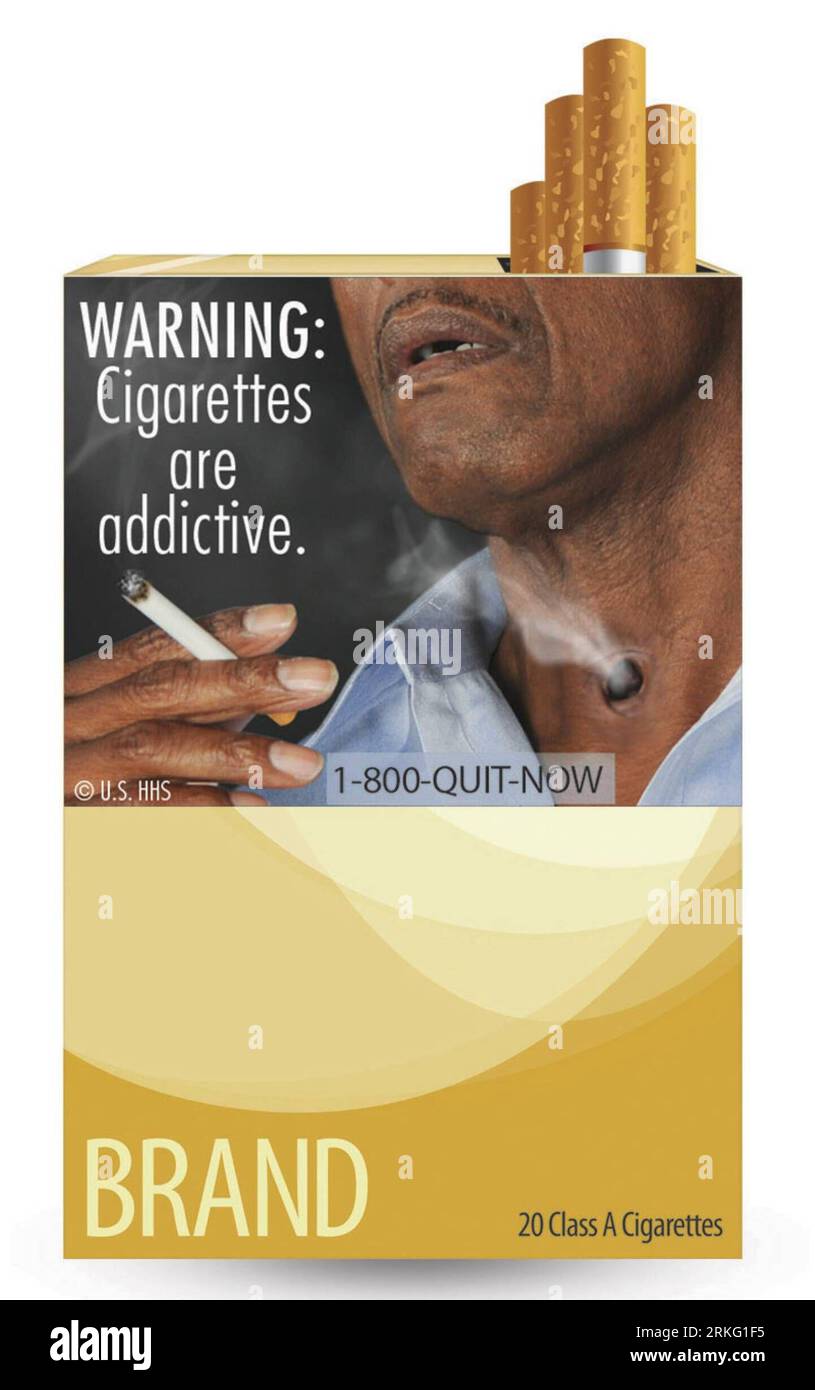 Bildnummer: 55532419  Datum: 22.06.2011  Copyright: imago/Xinhua (110621) -- WASHINGTON, June 21, 2011 (Xinhua) -- Picture provided by the U.S. Food and Drug Administration (FDA) on June 21, 2011 shows a graphic cigarette warning label. FDA on Tuesday unveiled nine graphic cigarette warning labels that highlight the dangers of smoking, in an effort to help prevent children from smoking, encourage adults who do to quit. (Xinhua) (wjd) US-FDA-CIGARETTE-WARNING LABEL PUBLICATIONxNOTxINxCHN Gesellschaft Rauchen Warnung Zigaretten Zigarettenschachtel Gefahren Gesundheitsschäden Schäden Gesundheit x Stock Photo