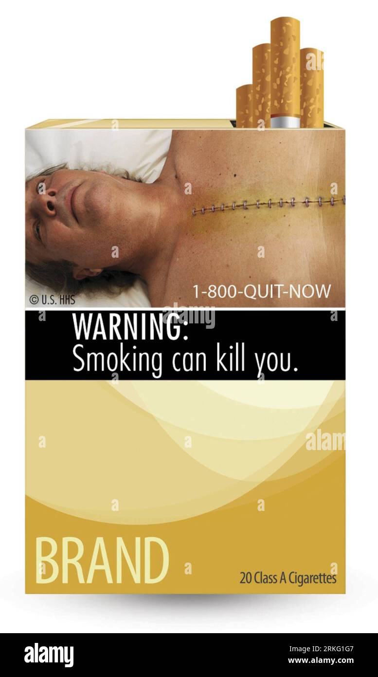 Bildnummer: 55532421  Datum: 22.06.2011  Copyright: imago/Xinhua (110621) -- WASHINGTON, June 21, 2011 (Xinhua) -- Picture provided by the U.S. Food and Drug Administration (FDA) on June 21, 2011 shows a graphic cigarette warning label. FDA on Tuesday unveiled nine graphic cigarette warning labels that highlight the dangers of smoking, in an effort to help prevent children from smoking, encourage adults who do to quit. (Xinhua) (wjd) US-FDA-CIGARETTE-WARNING LABEL PUBLICATIONxNOTxINxCHN Gesellschaft Rauchen Warnung Zigaretten Zigarettenschachtel Gefahren Gesundheitsschäden Schäden Gesundheit x Stock Photo