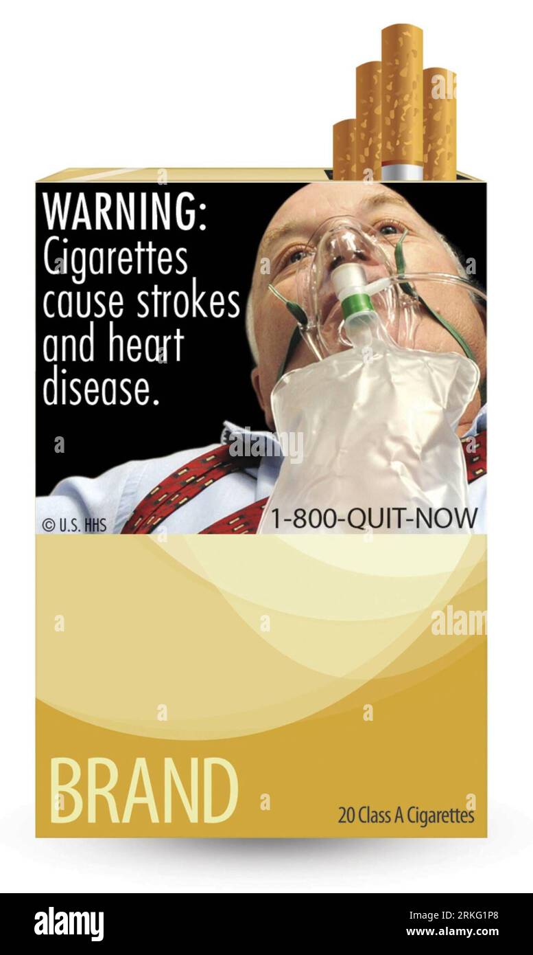 Bildnummer: 55532423  Datum: 22.06.2011  Copyright: imago/Xinhua (110621) -- WASHINGTON, June 21, 2011 (Xinhua) -- Picture provided by the U.S. Food and Drug Administration (FDA) on June 21, 2011 shows a graphic cigarette warning label. FDA on Tuesday unveiled nine graphic cigarette warning labels that highlight the dangers of smoking, in an effort to help prevent children from smoking, encourage adults who do to quit. (Xinhua) (wjd) US-FDA-CIGARETTE-WARNING LABEL PUBLICATIONxNOTxINxCHN Gesellschaft Rauchen Warnung Zigaretten Zigarettenschachtel Gefahren Gesundheitsschäden Schäden Gesundheit x Stock Photo