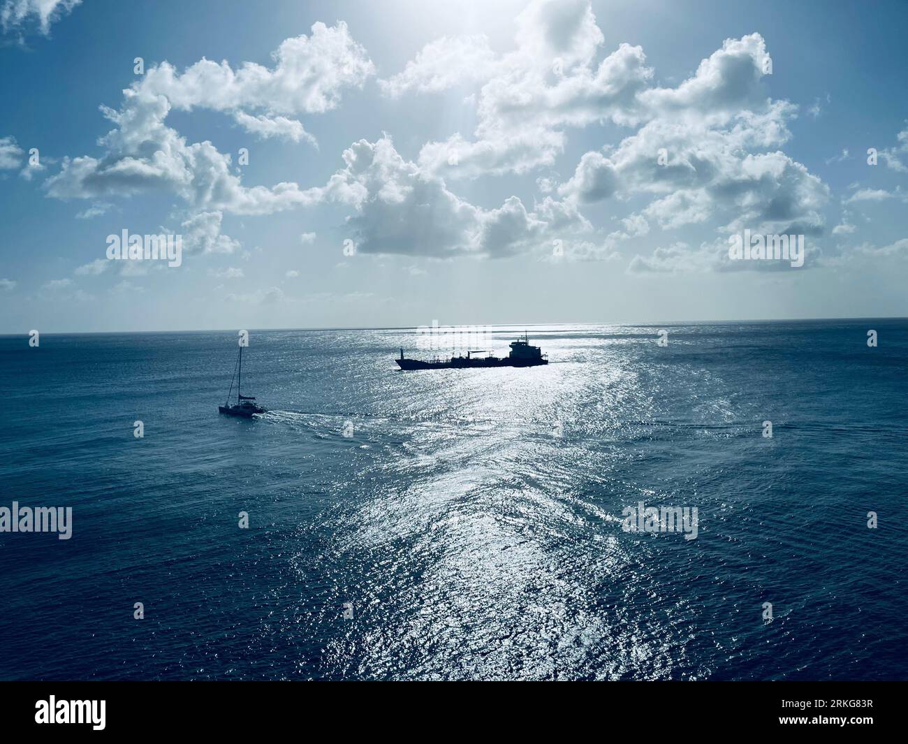An aerial view of boats sailing in the ocean at sunset Stock Photo - Alamy