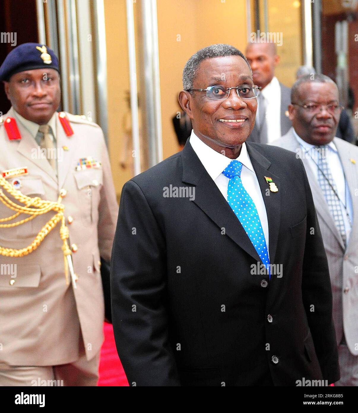 Bildnummer: 55564271  Datum: 01.07.2011  Copyright: imago/Xinhua (110702) -- MALABO, July 2, 2011 (Xinhua) -- Ghanaian President John Evans Atta Mills attends the closing ceremony of the 17th Ordinary Session of the African Union (AU) summit in Malabo, Equatorial Guinea, July 1, 2011. African leaders held intense closed door discussions on the Libyan crisis before the two-day AU summit came to an end on Friday night. Jean Ping, the chairperson of the AU Commission told Xinhua in a brief interview that there is progress on the talks regarding the North African country. (Xinhua/Ding Haitao) (lyx Stock Photo