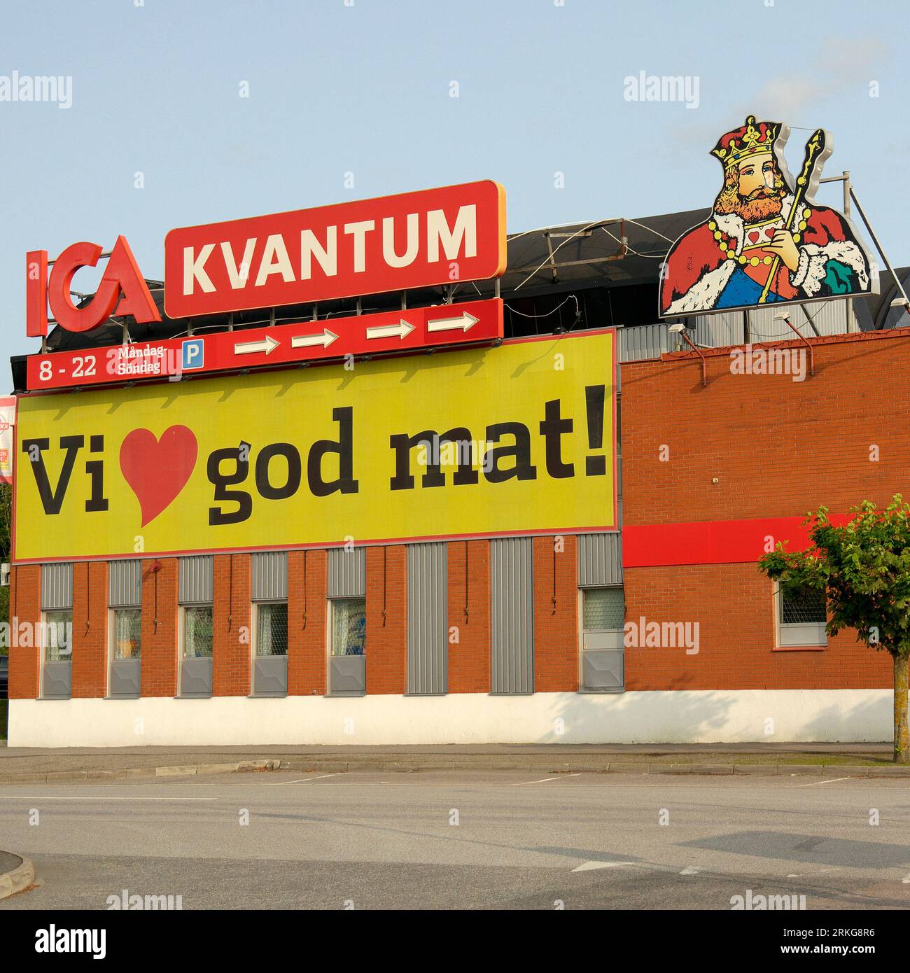 Stockholm, Sweden August 21, 2023 The sign for the ICA Kvantum Kungens Kurva supermarket Stock Photo
