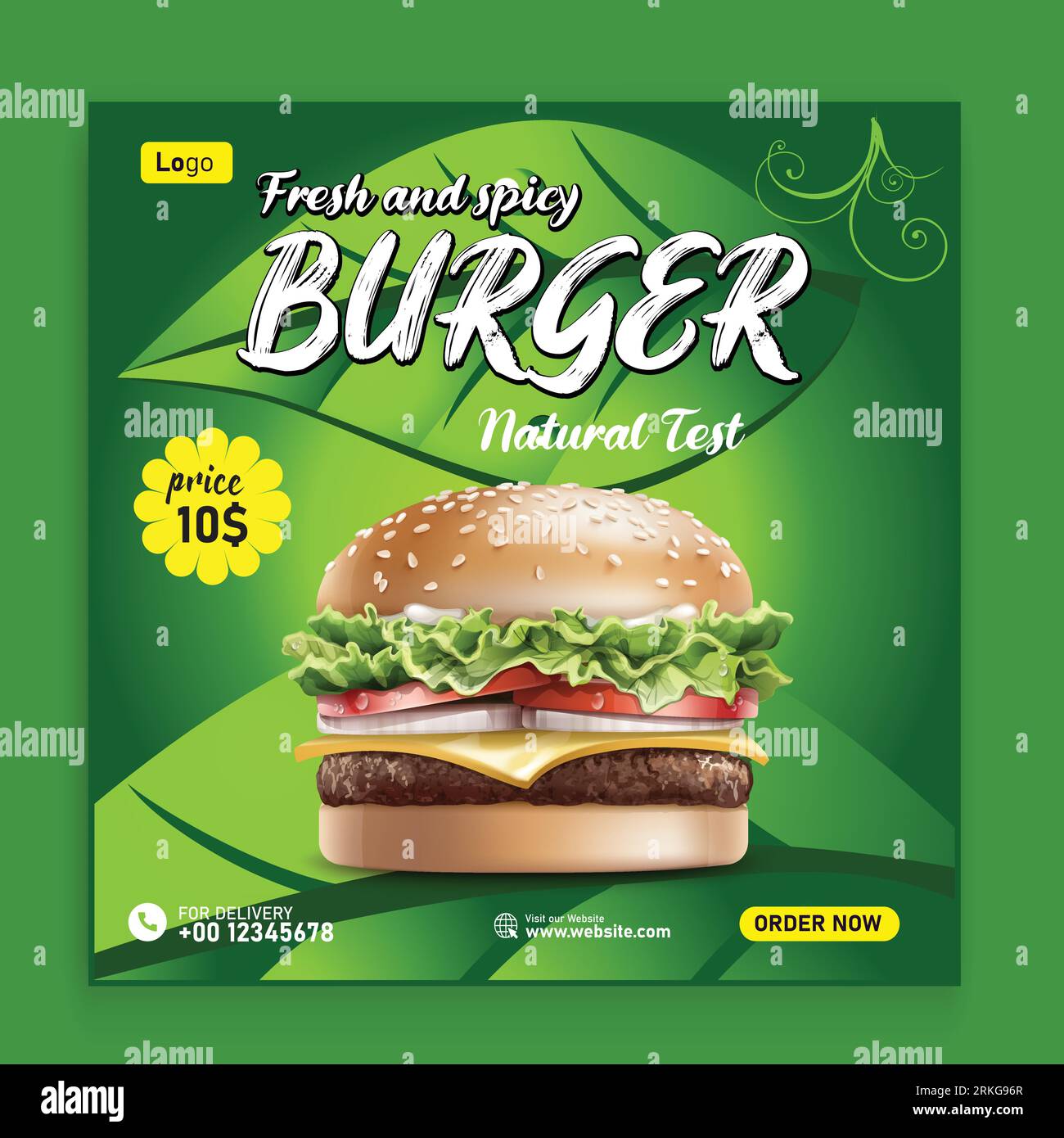 Burger fast food creative social media promotion and banner post design template Stock Vector