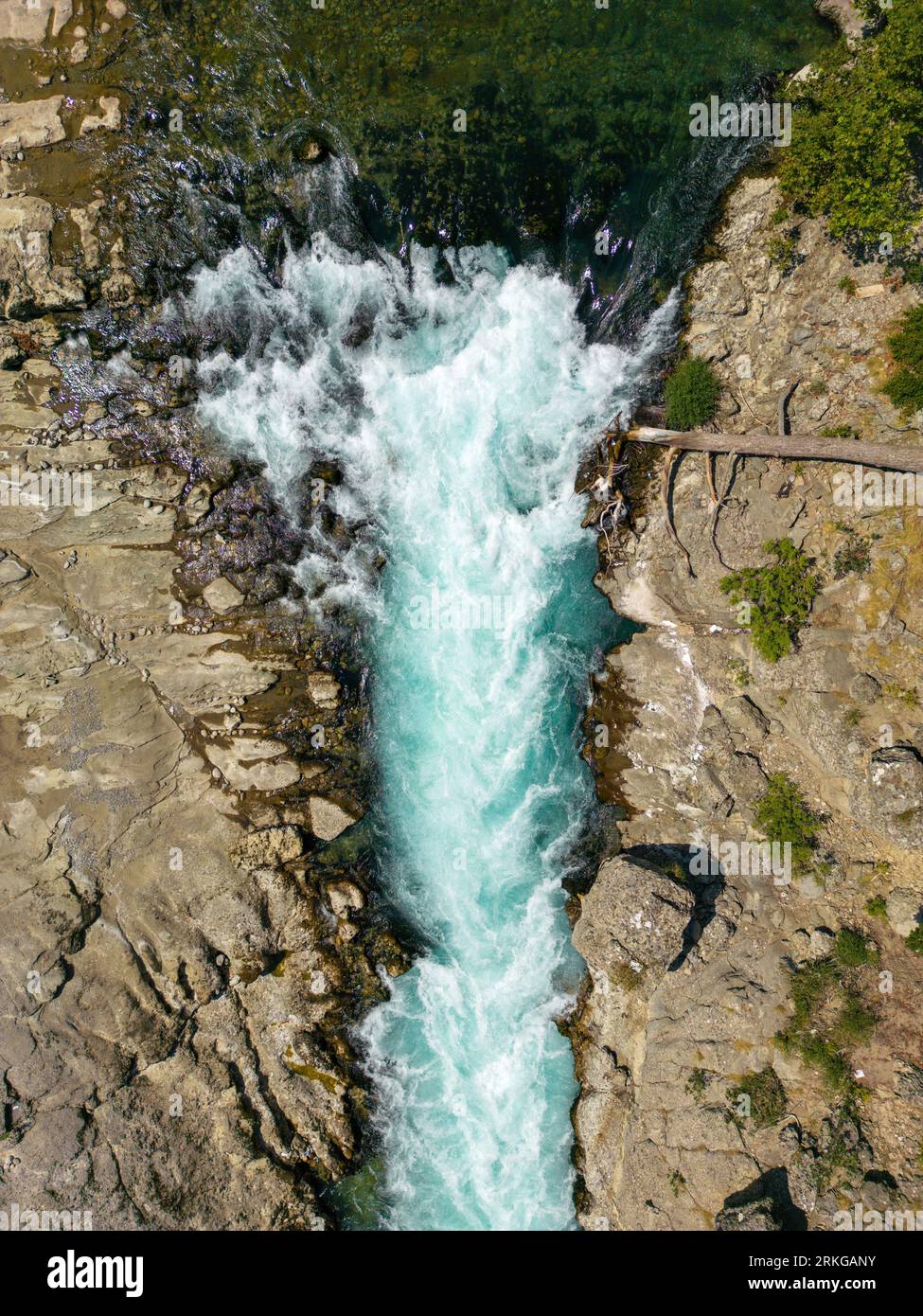 Aerial drone shot of Koprucay river from Koprulu Canyon in Manavgat, Antalya, Turkey Stock Photo