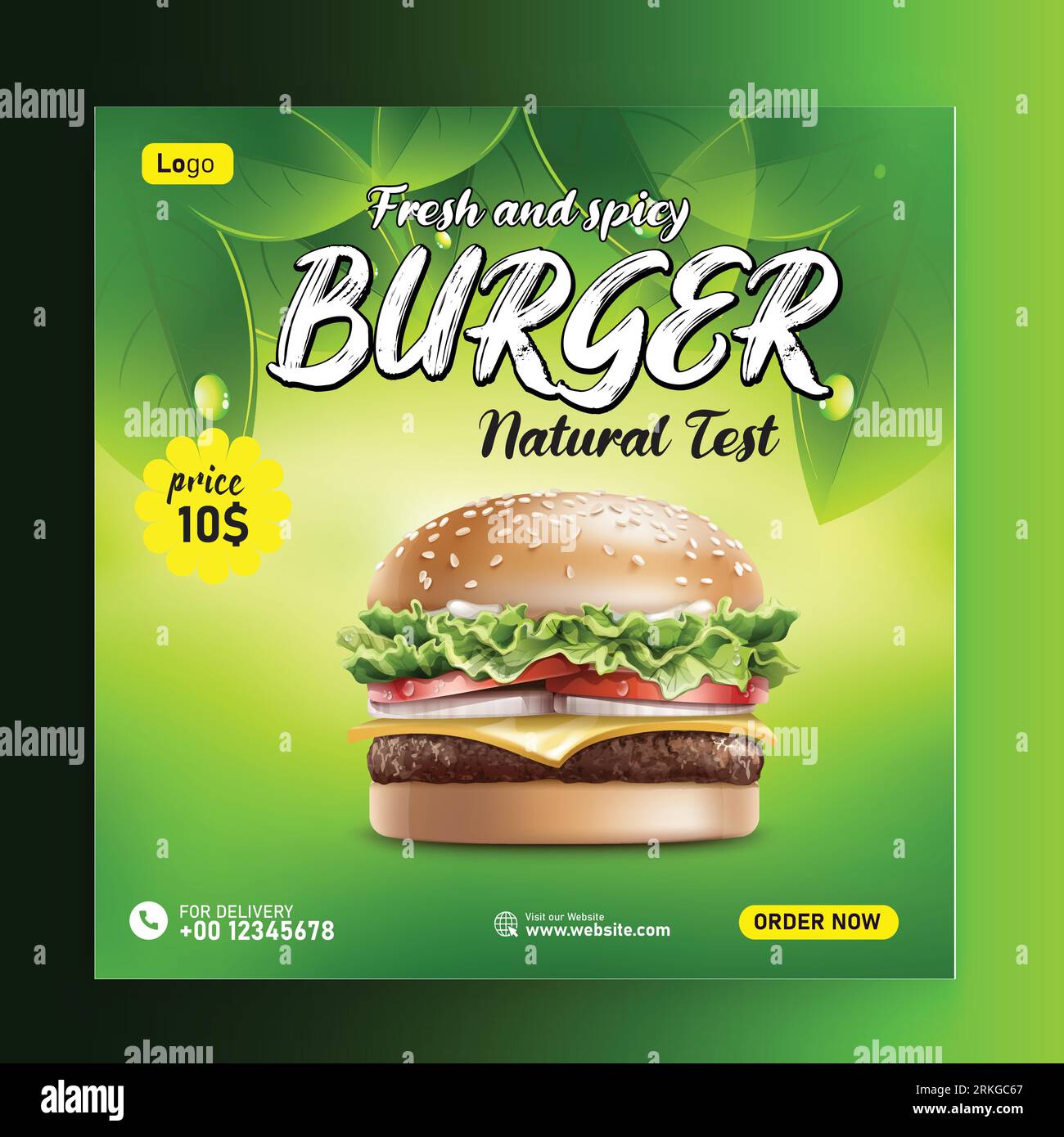 Burger fast food creative social media promotion and banner post design template Stock Vector