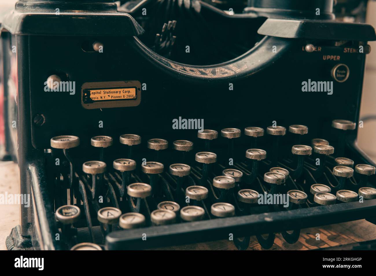 A closeup of a vintage typewriter Stock Photo