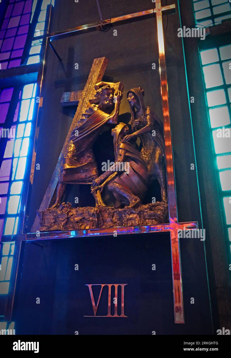 Jesus meets the women of Jerusalem, 8th Catholic station of the cross, Liverpool Metropolitan Cathedral, Cathedral House, Mount Pleasant, Liverpool L3 Stock Photo