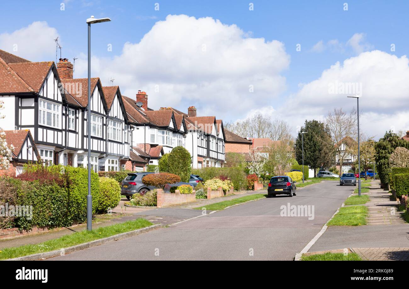 Residential street in a suburb of London, UK Stock Photo